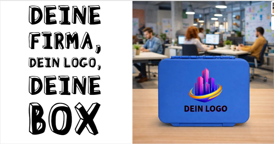 Firmen Brotdose mit Logo im Büro